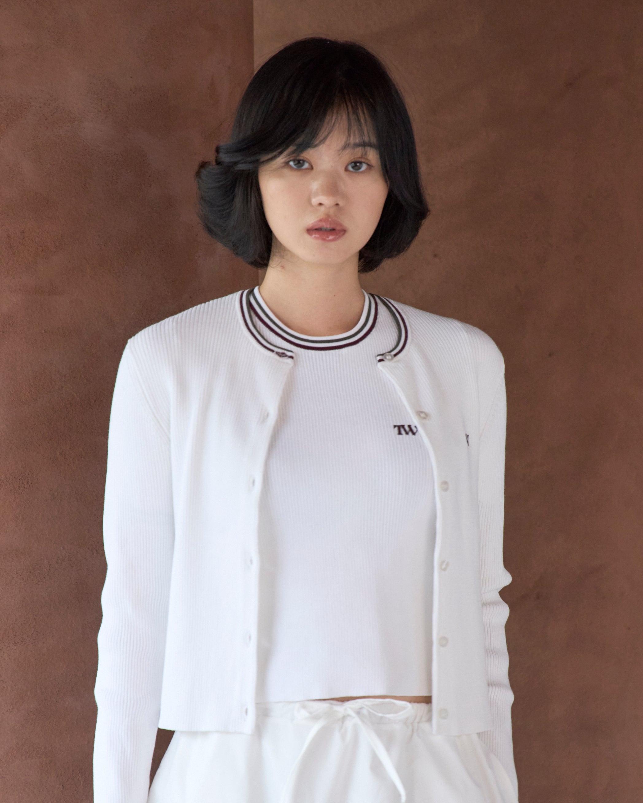 Line Rib Knit Cardigan