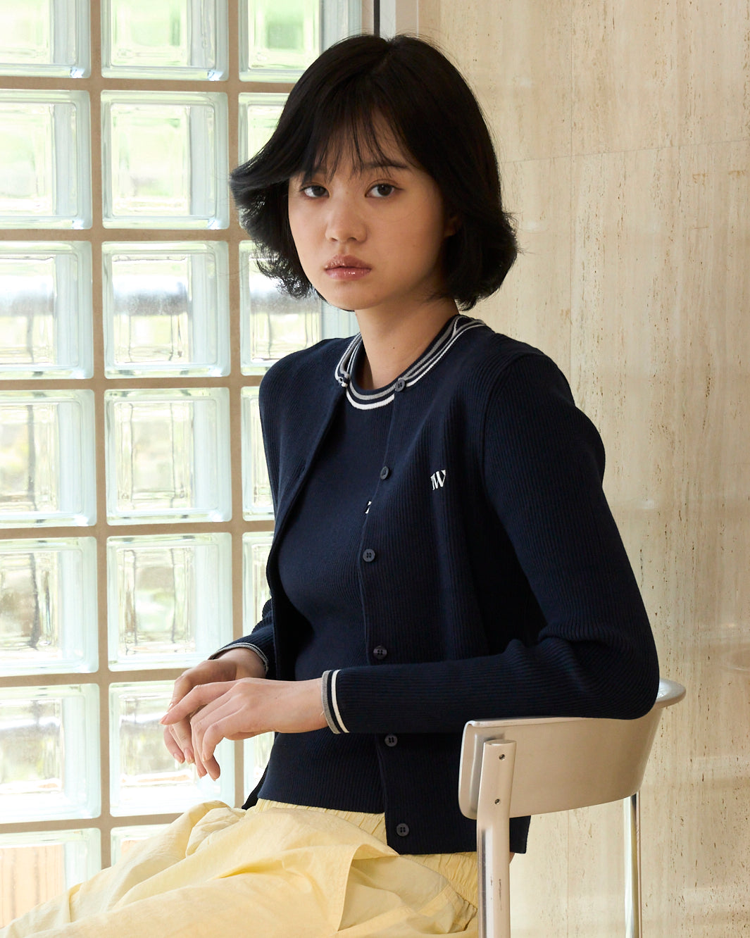 Line Rib Knit Cardigan