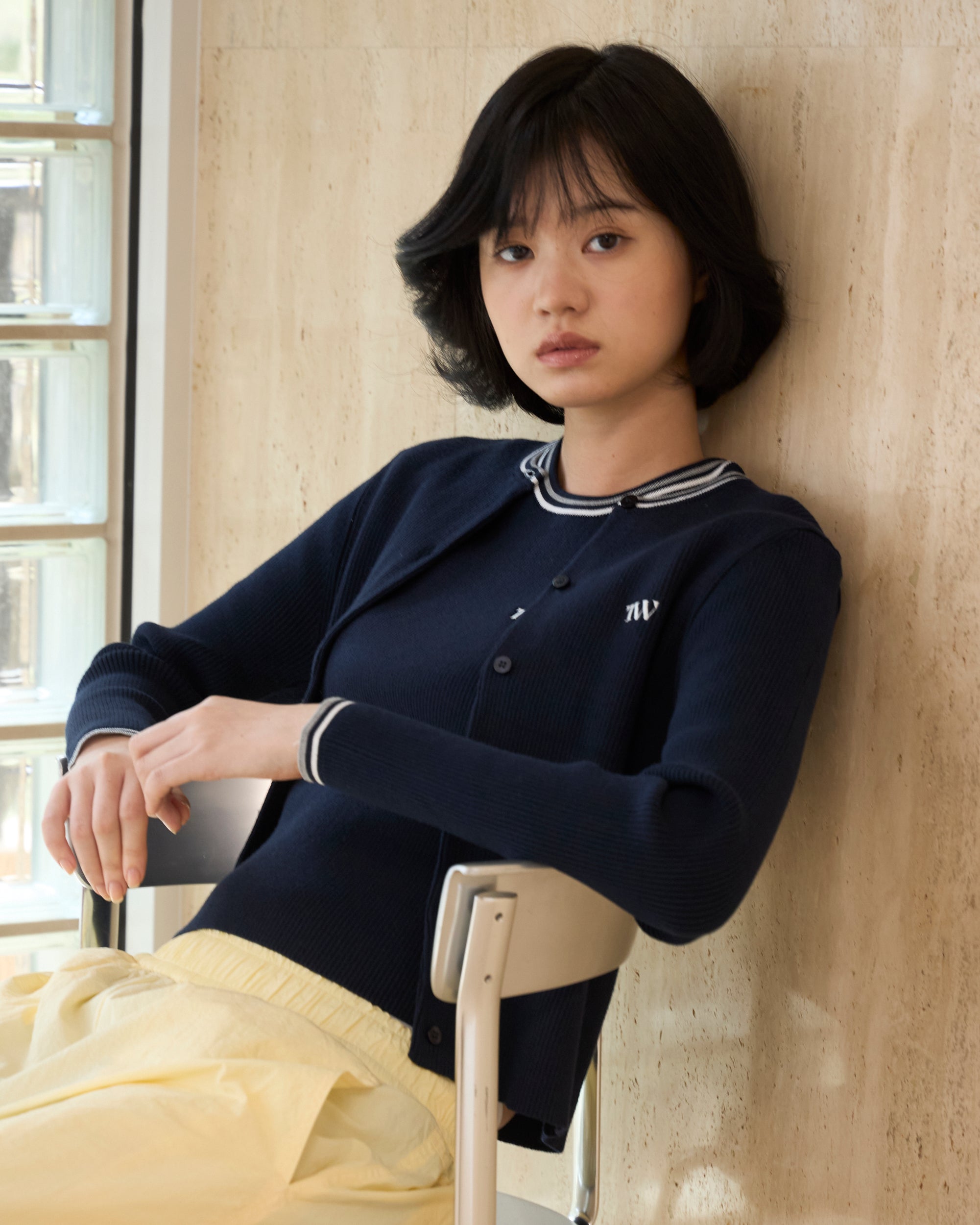 Line Rib Knit Cardigan