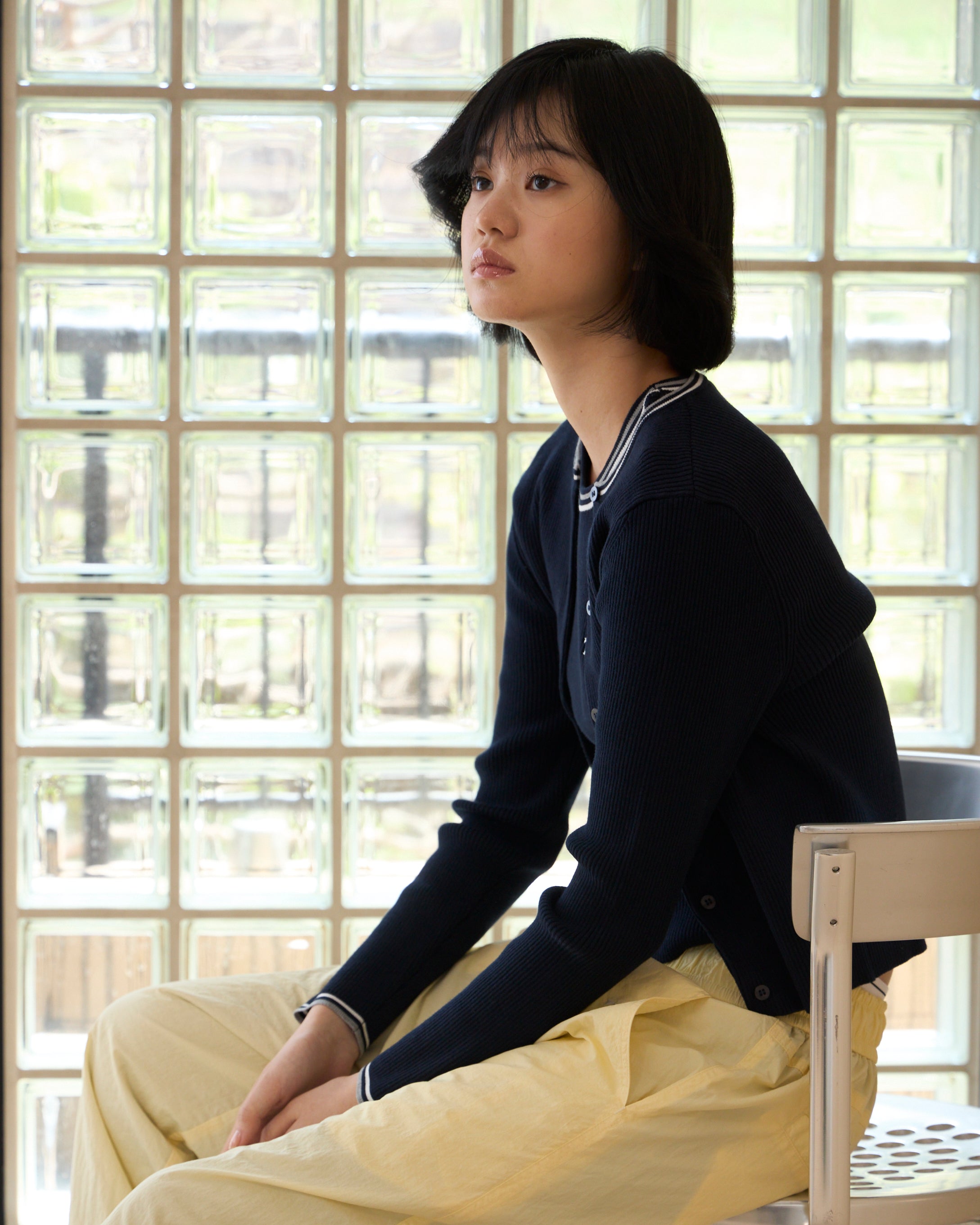 Line Rib Knit Cardigan