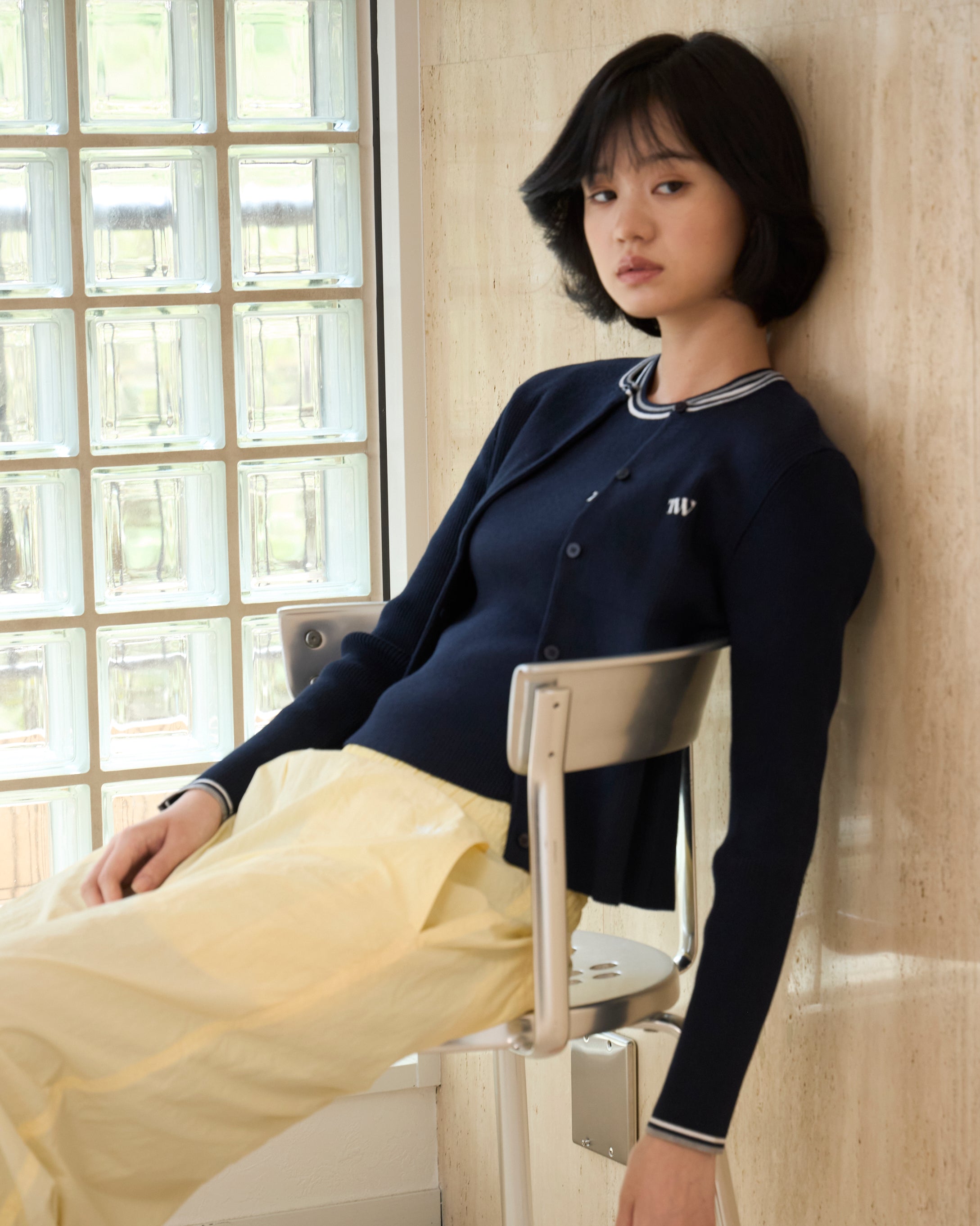 Line Rib Knit Cardigan