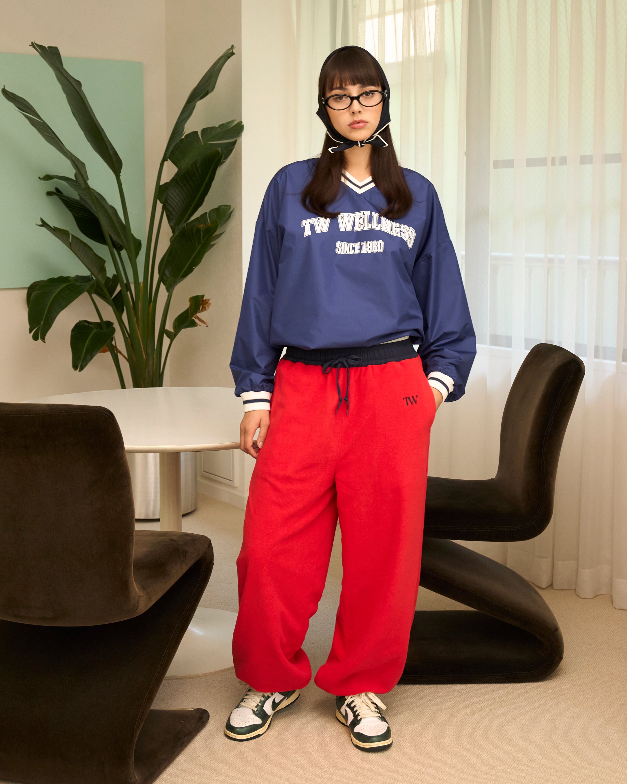 nylon × fleece 2way pants