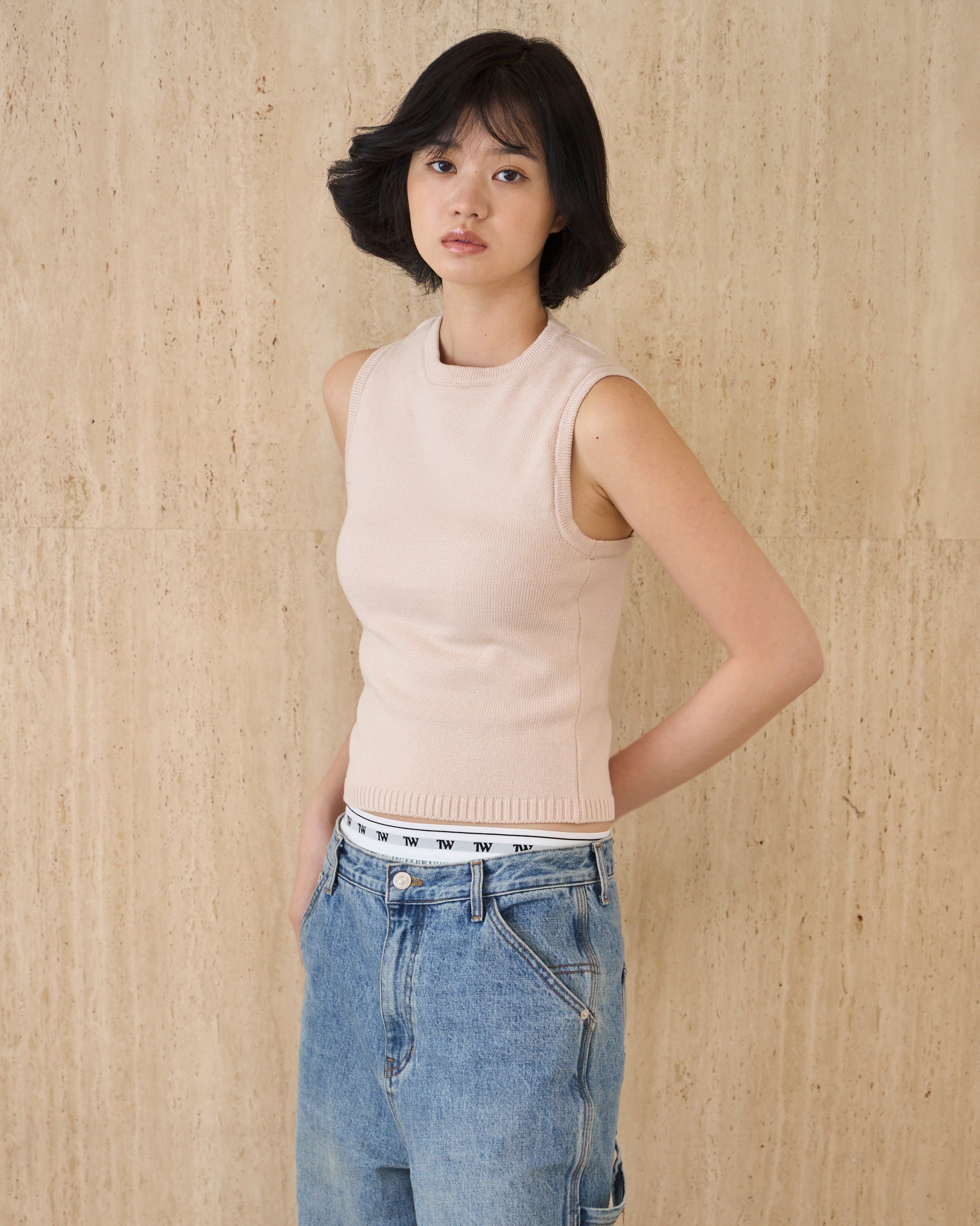 Back Open Knit Tops