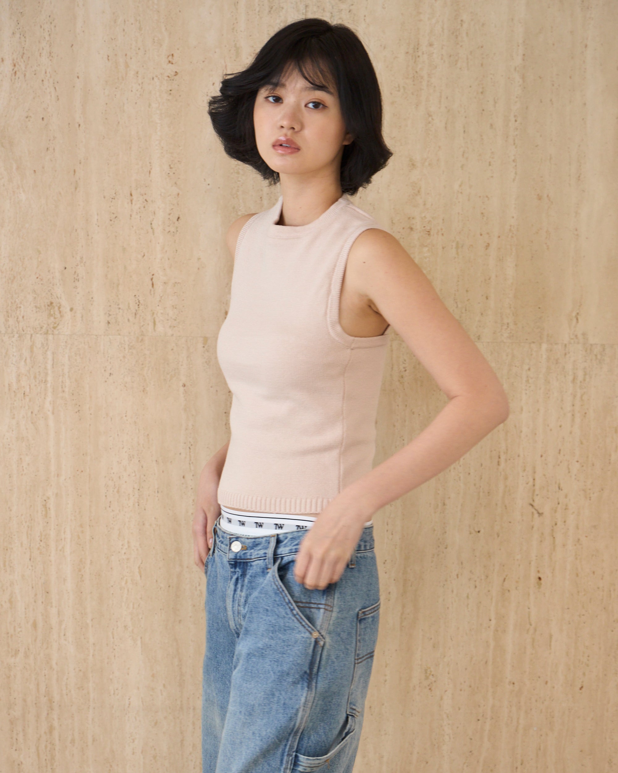 Back Open Knit Tops