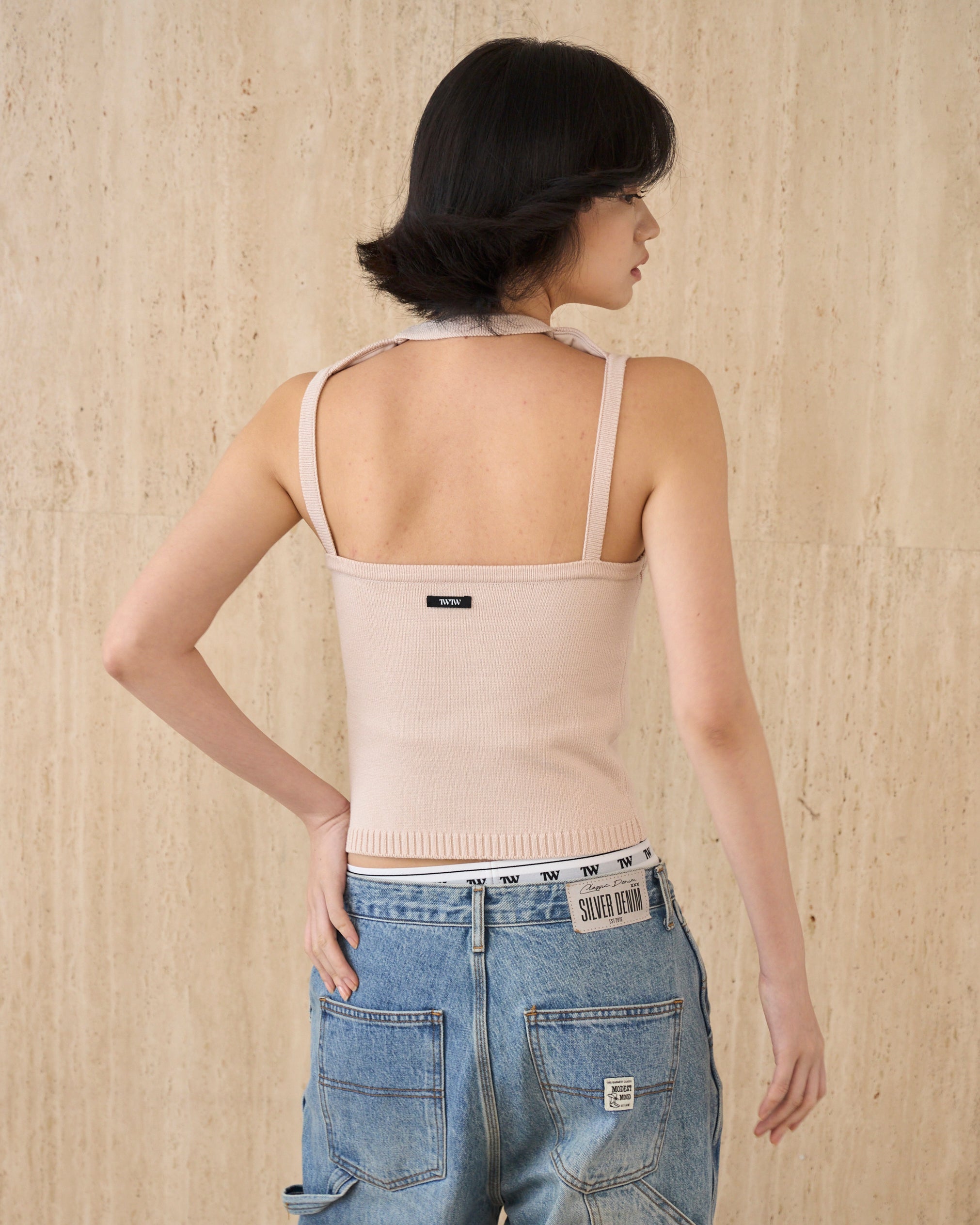 Back Open Knit Tops