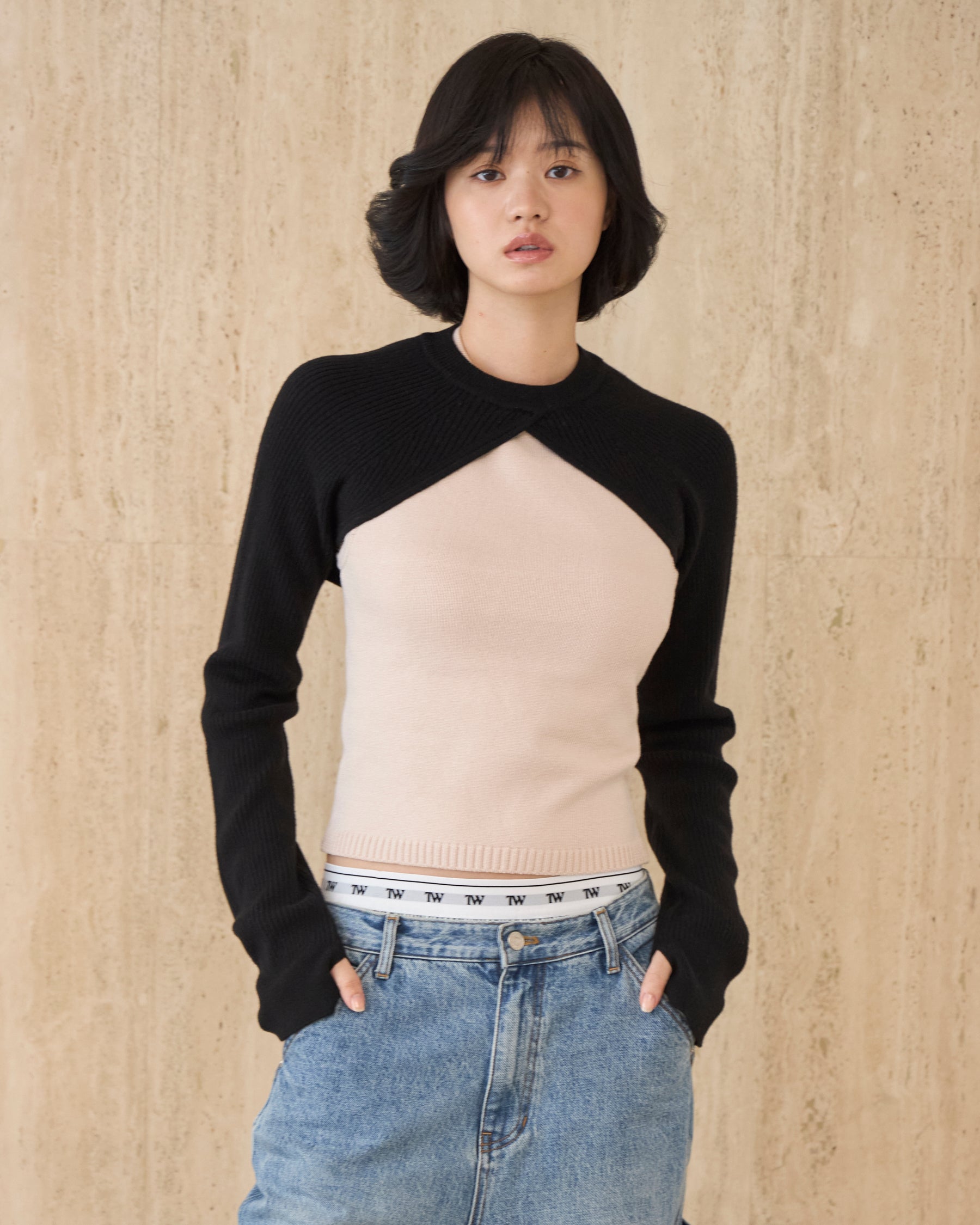 Back Open Knit Tops