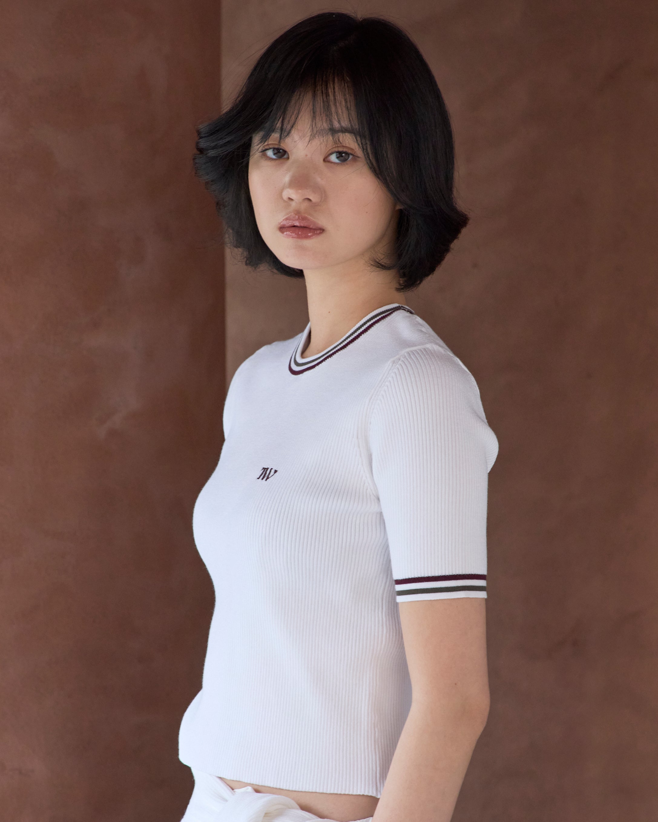 Line Rib Knit Tops