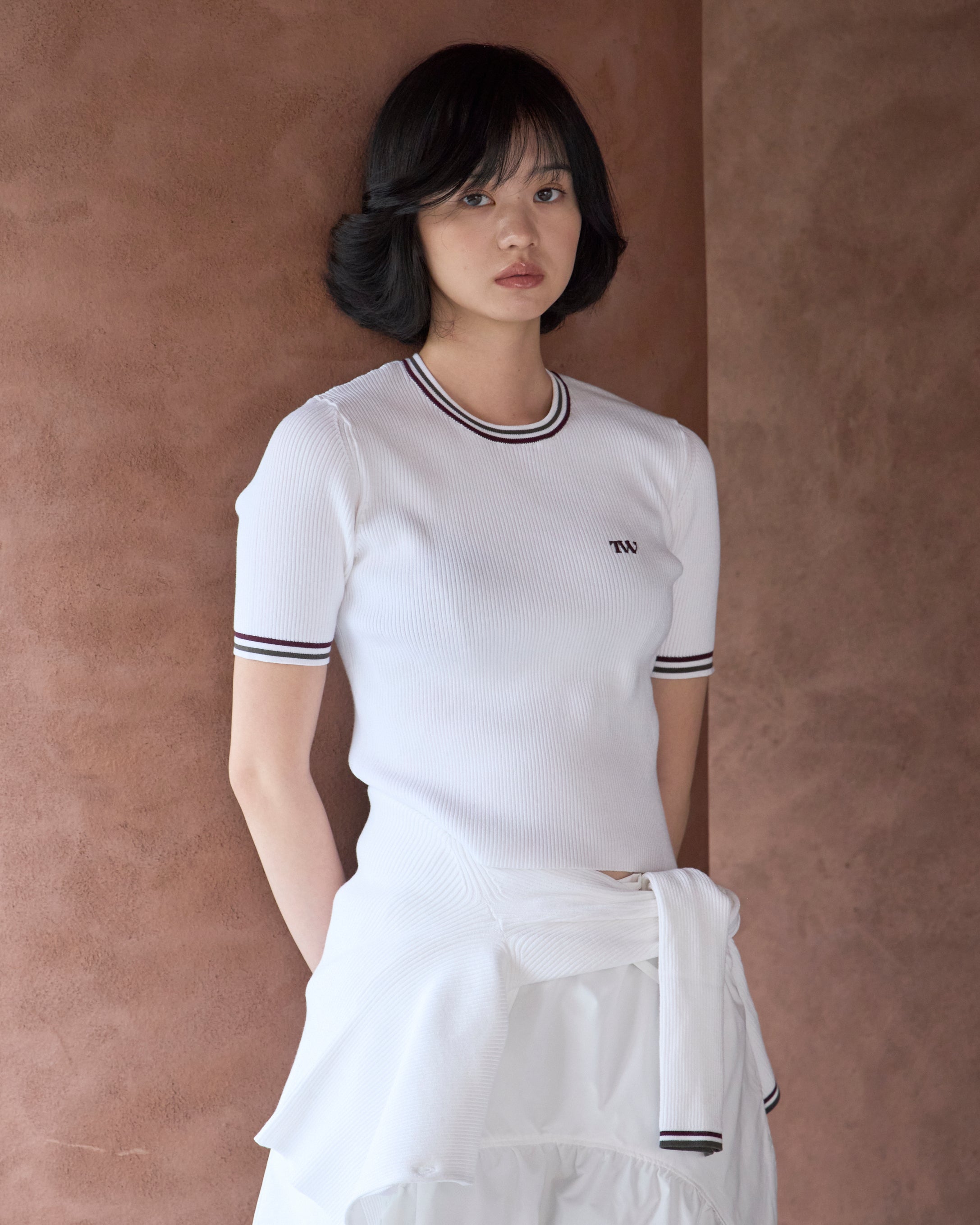Line Rib Knit Tops