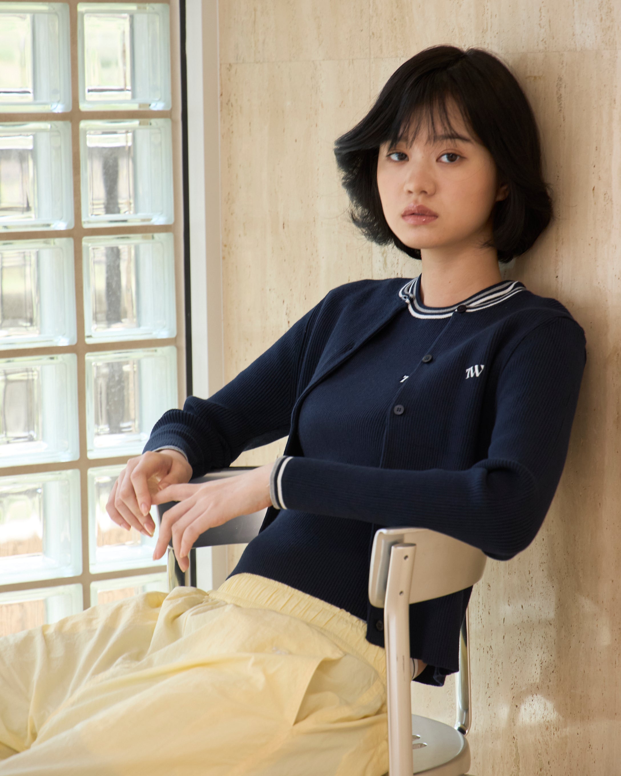 Line Rib Knit Tops