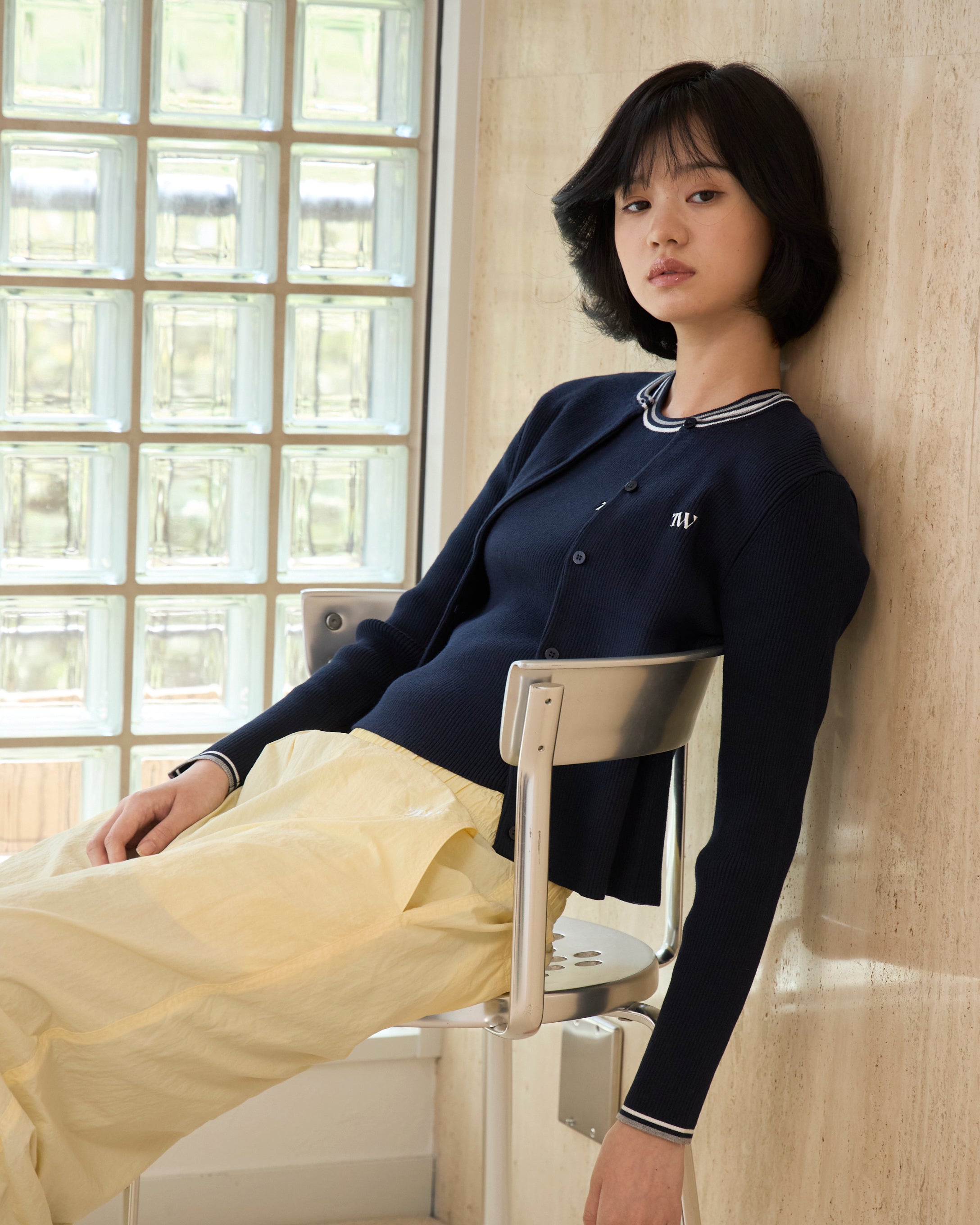 Line Rib Knit Cardigan