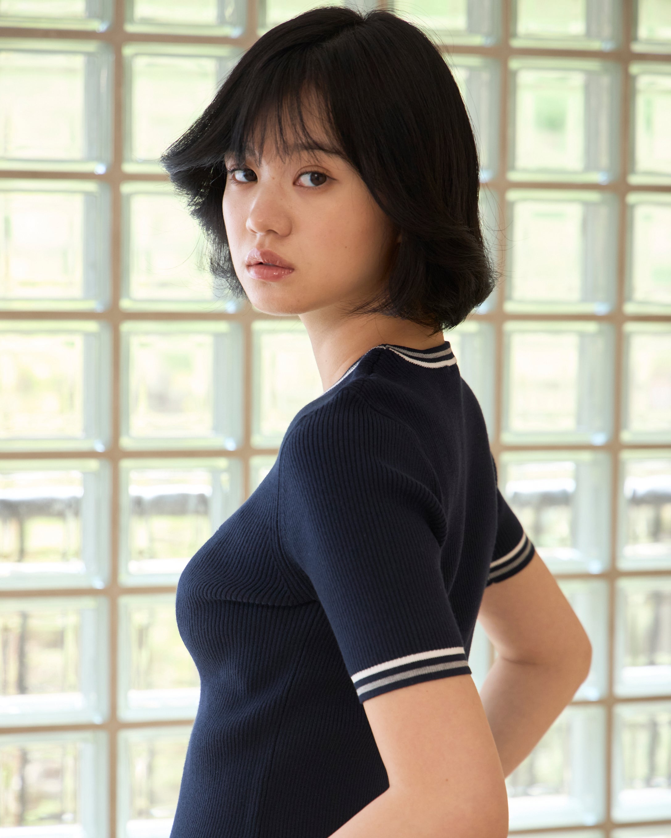 Line Rib Knit Tops
