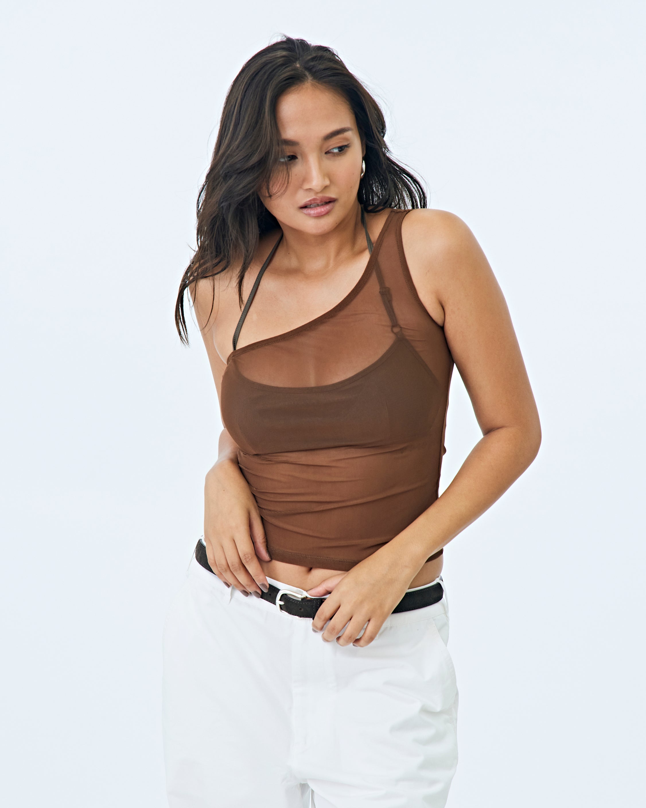 Soft Mesh 
One ShoulderTops