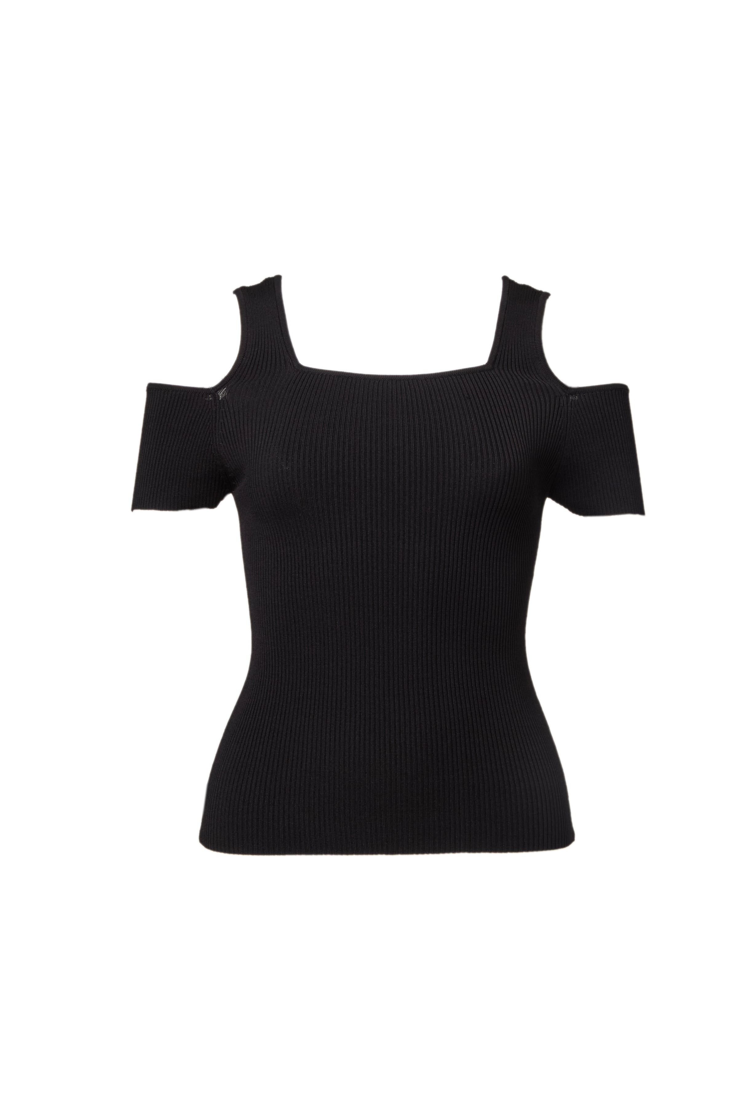 Square Neck Rib Knit Tops