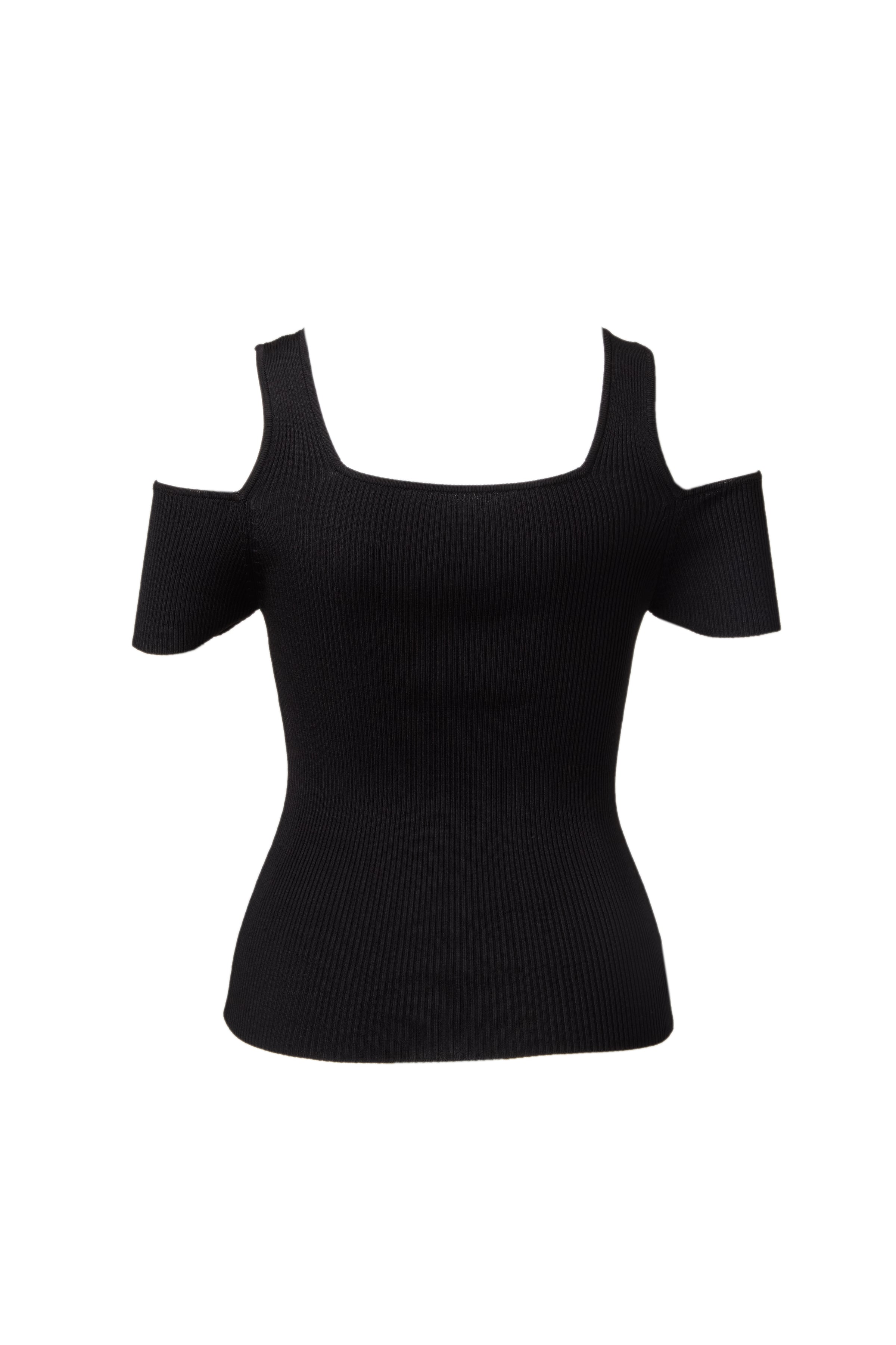 Square Neck Rib Knit Tops