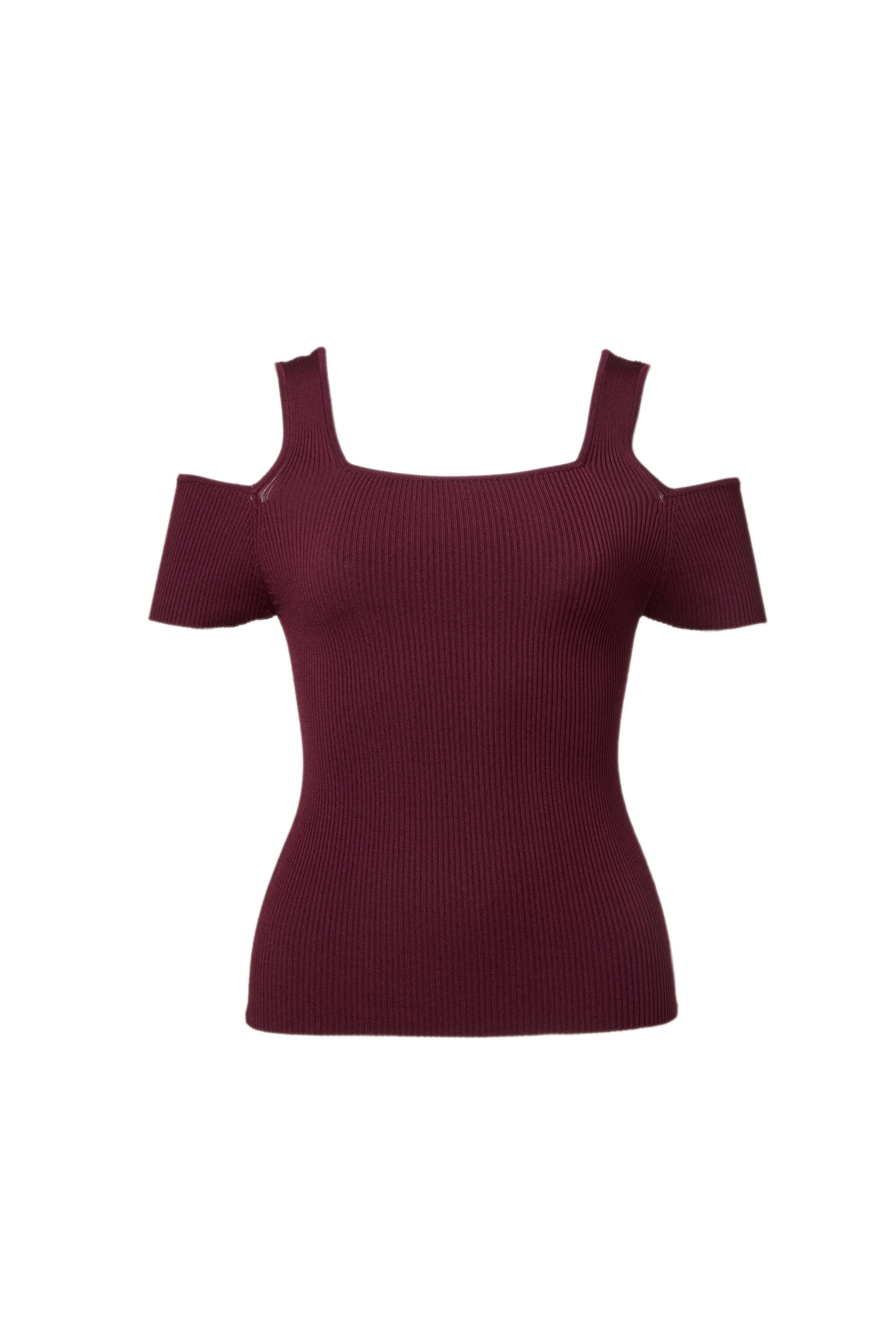 Square Neck Rib Knit Tops