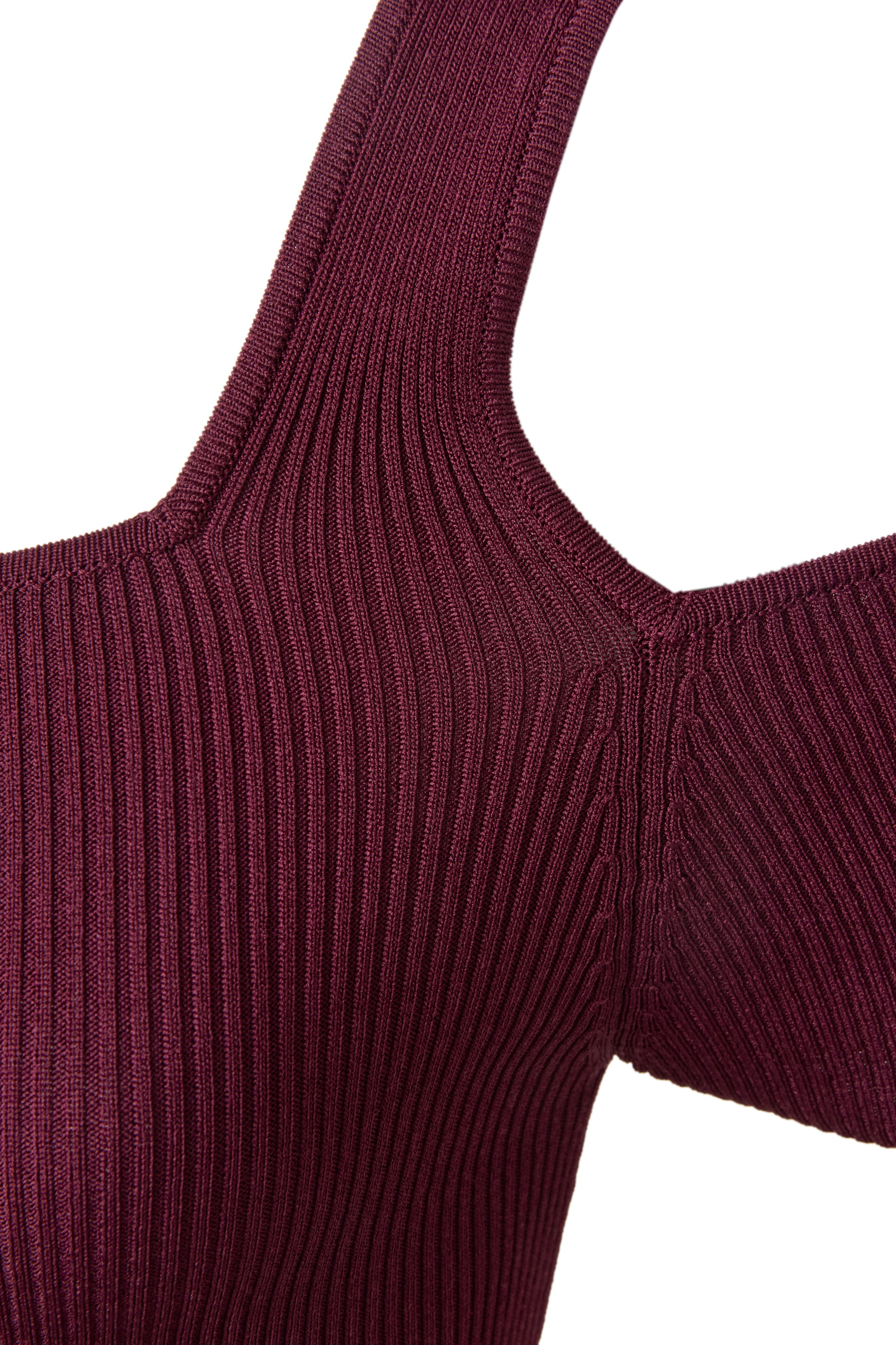 Square Neck Rib Knit Tops