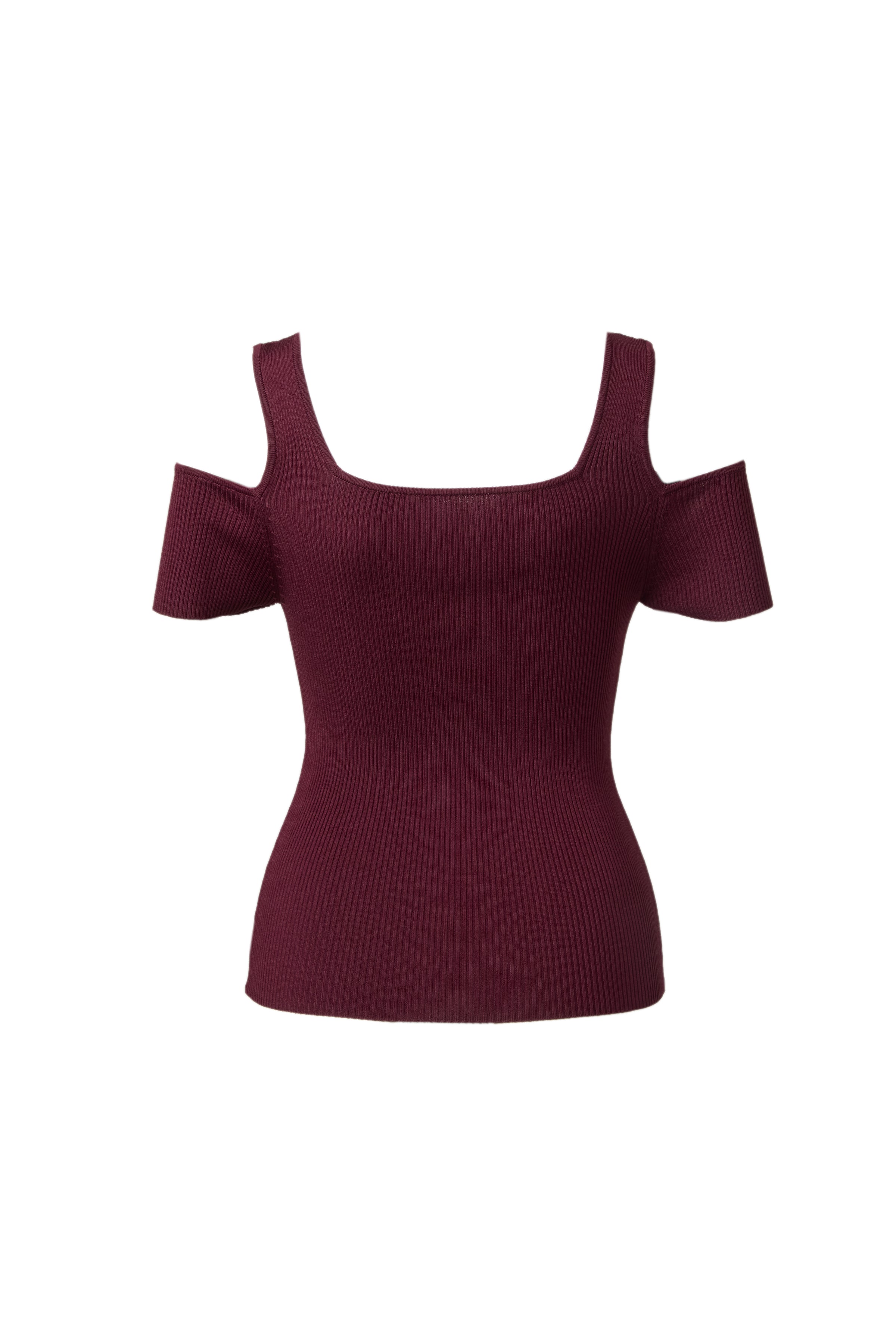 Square Neck Rib Knit Tops