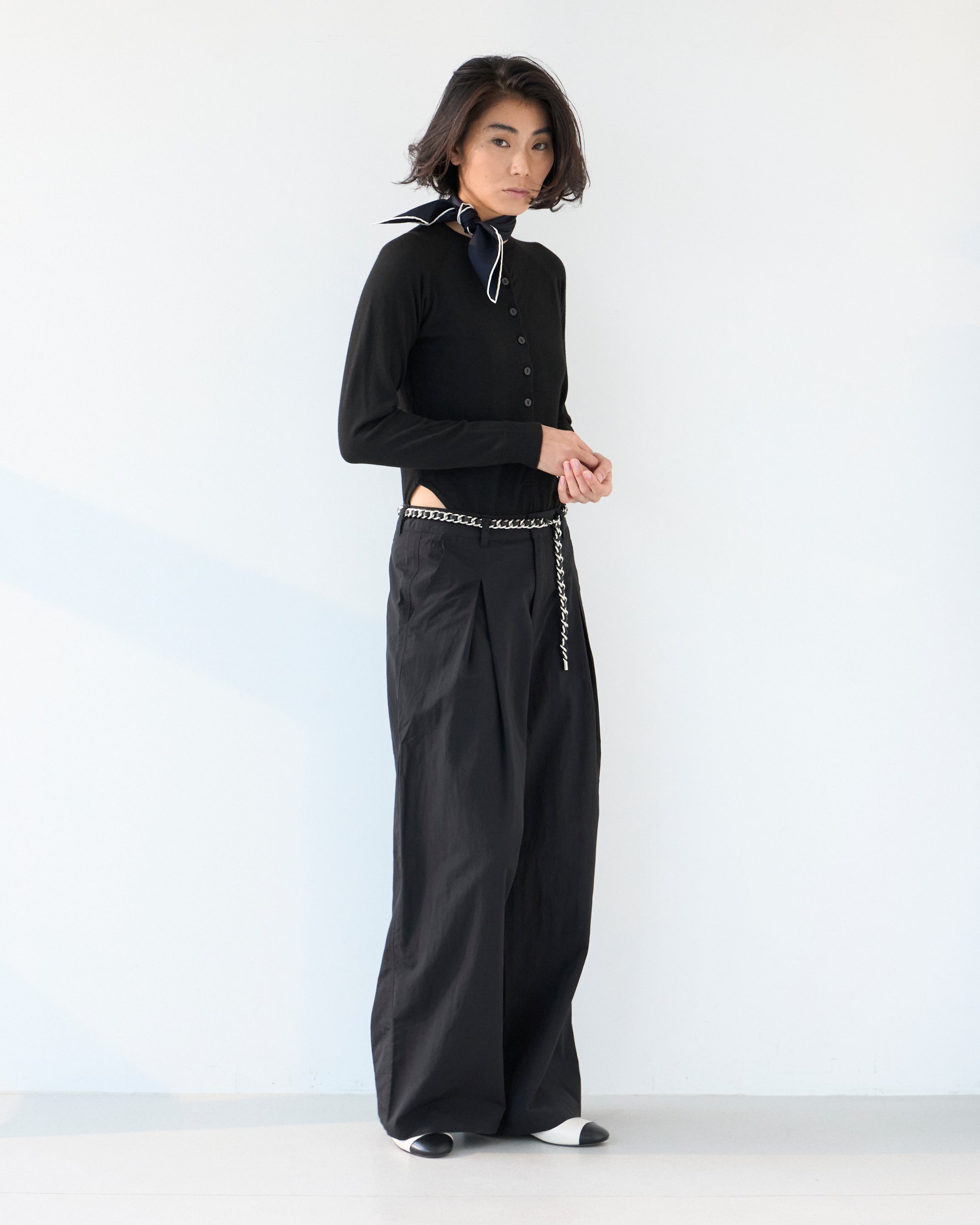 Nylon Tuck Wide Pants