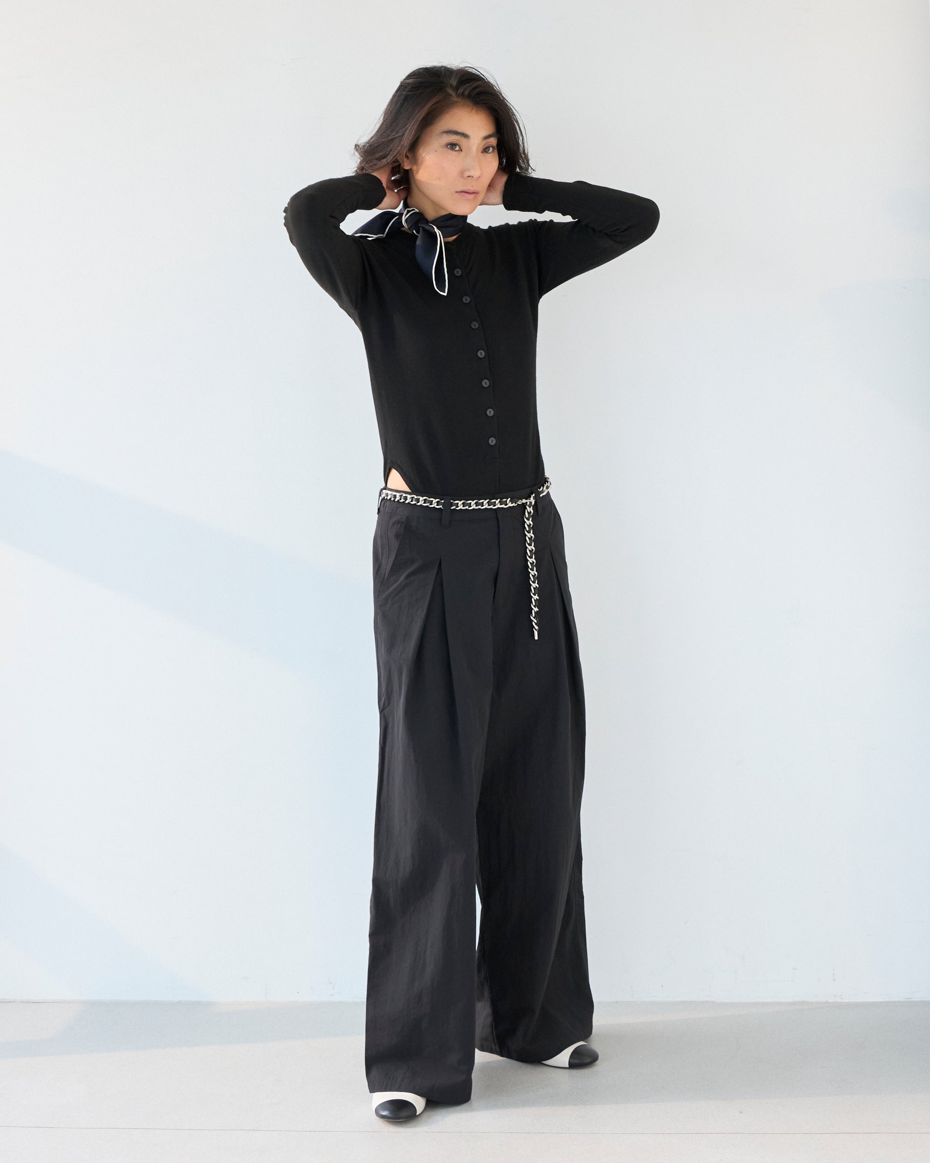 Nylon Tuck Wide Pants