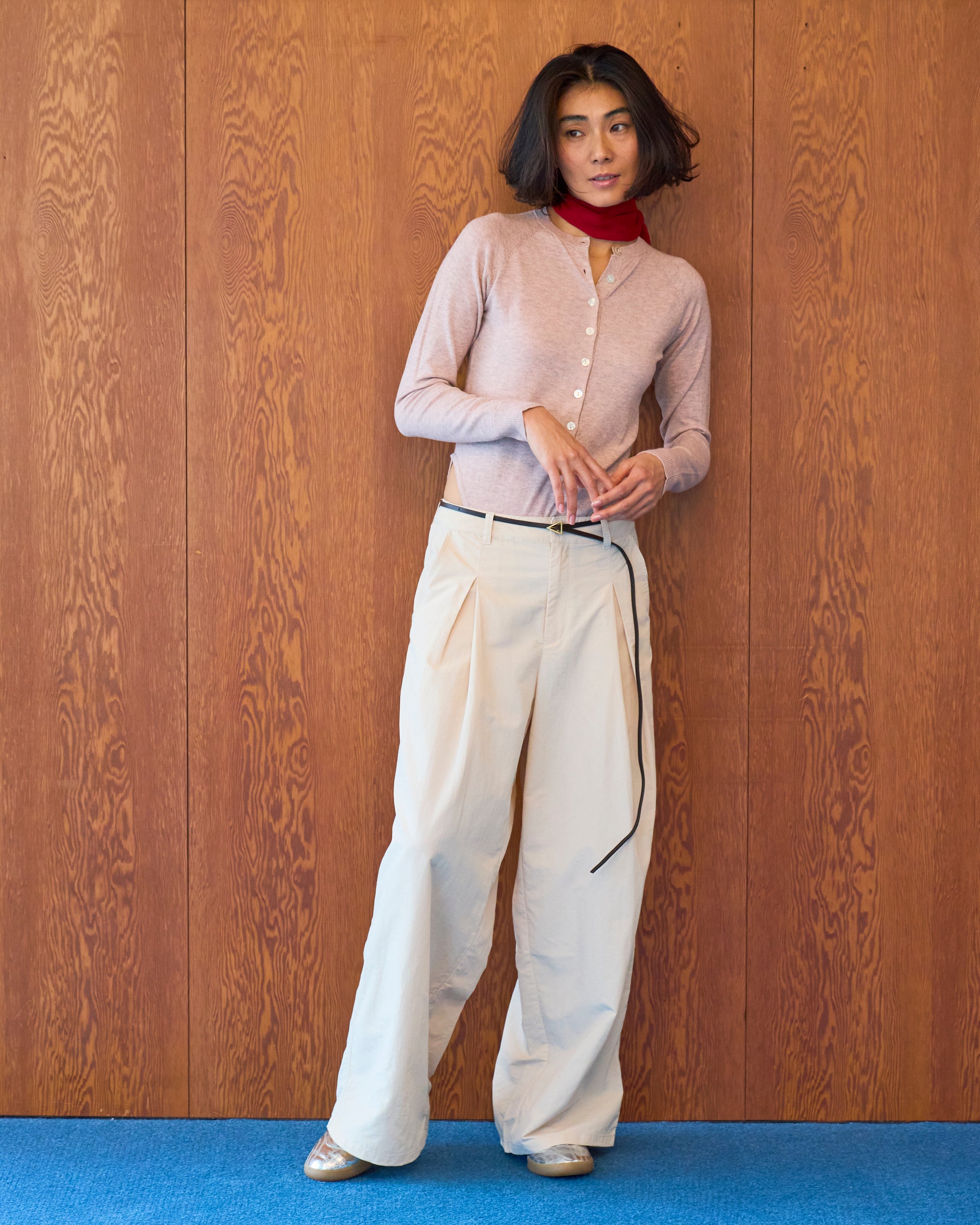 Nylon Tuck Wide Pants