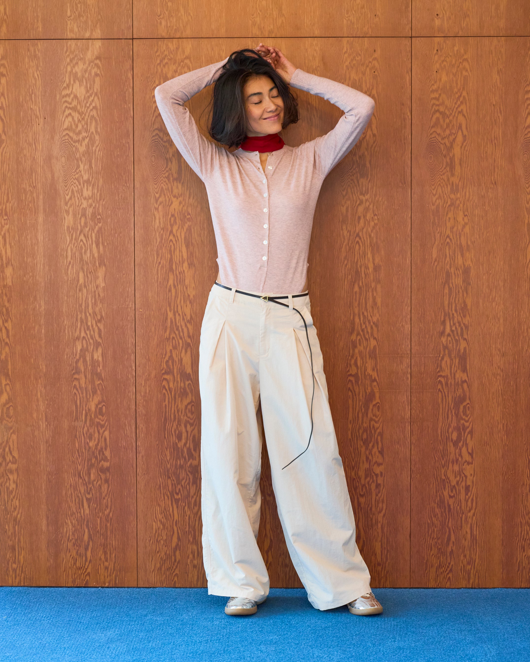 Nylon Tuck Wide Pants