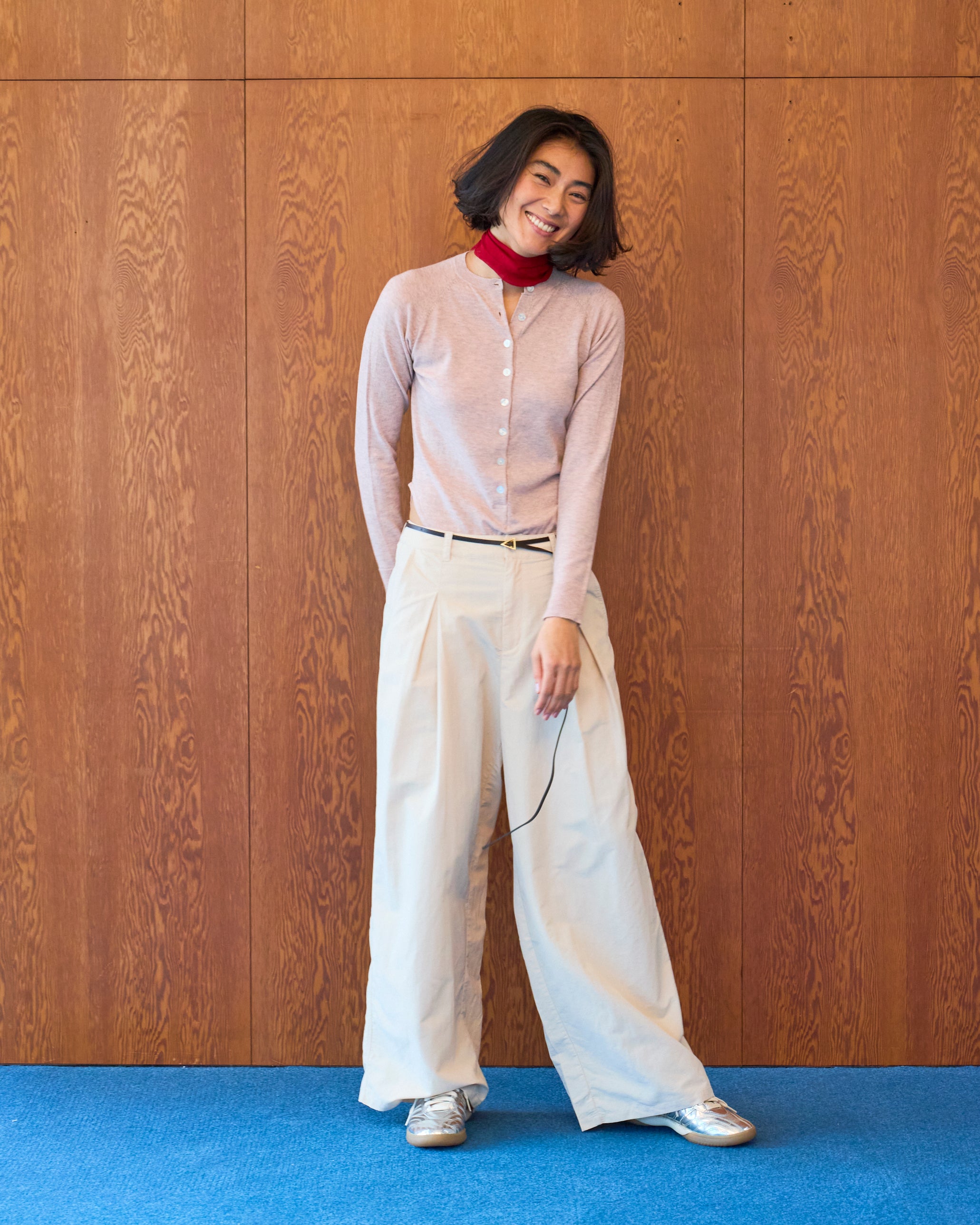 Nylon Tuck Wide Pants
