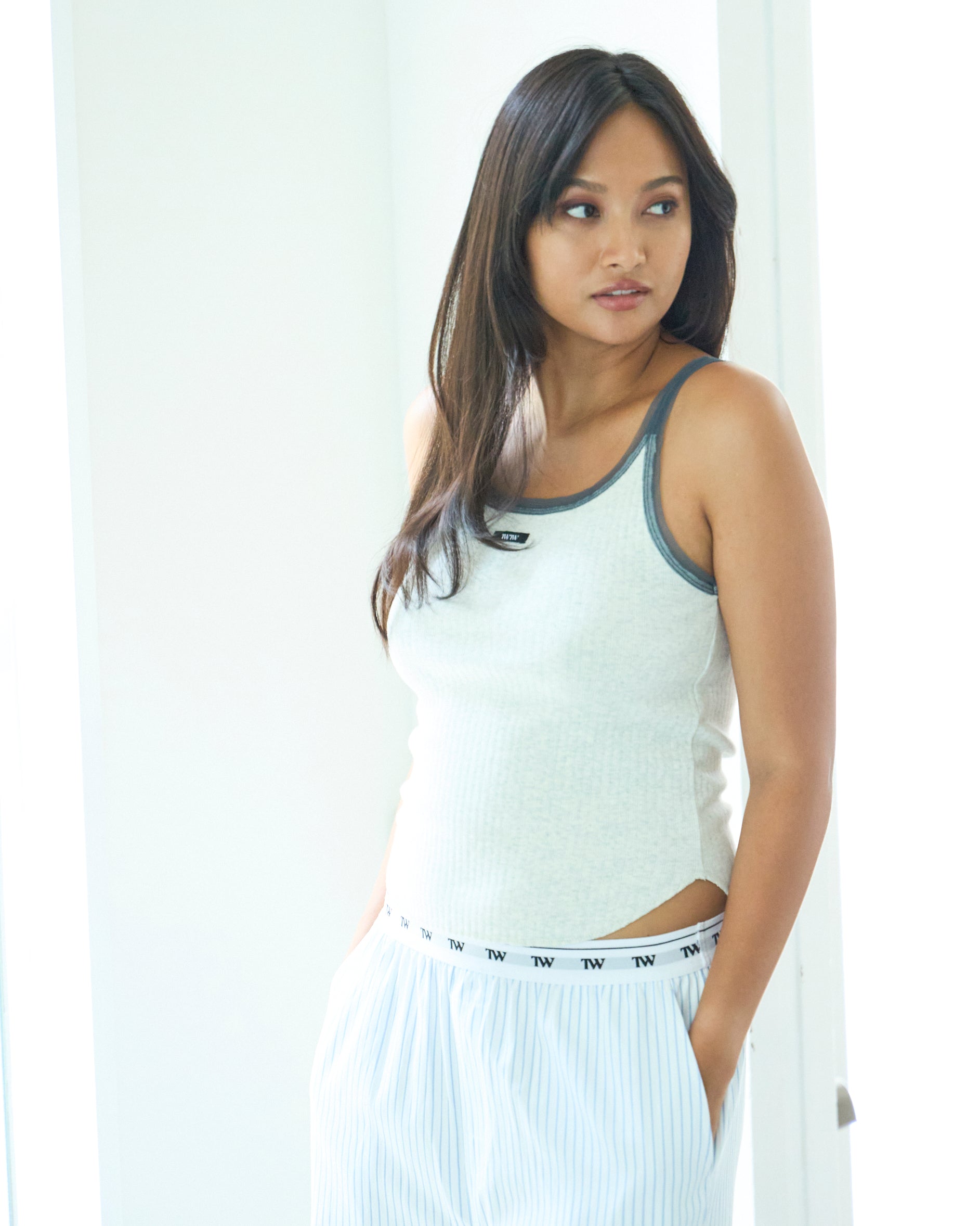 Tulle Rib Tank Top