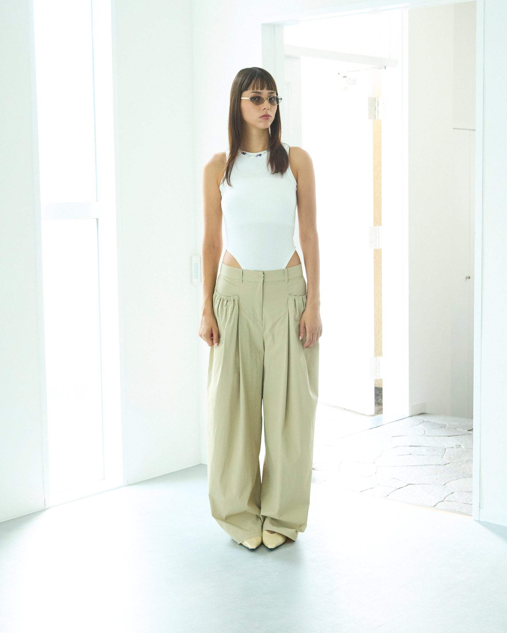 Gather Pocket Nylon Pants