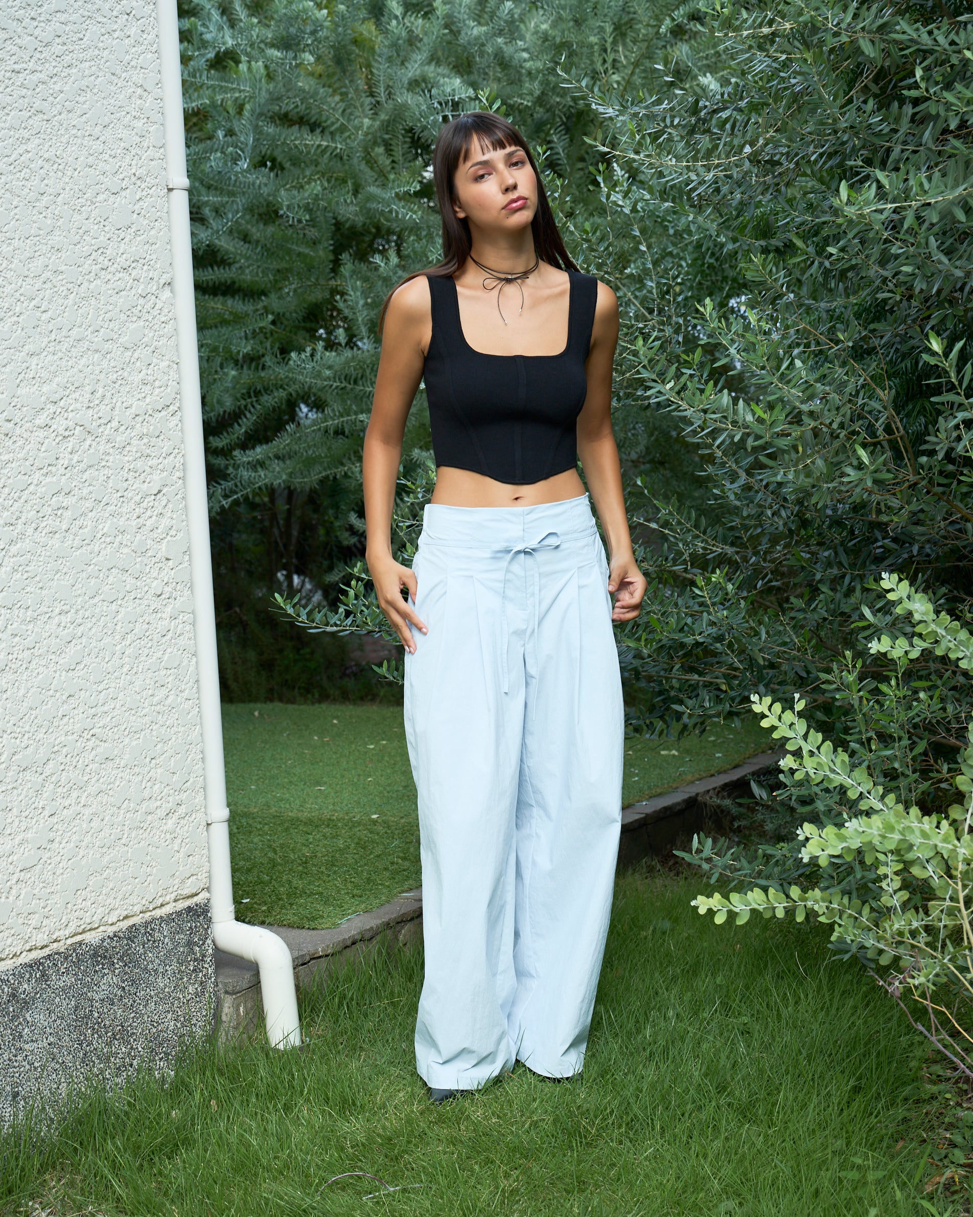 Nylon Tuck Pants