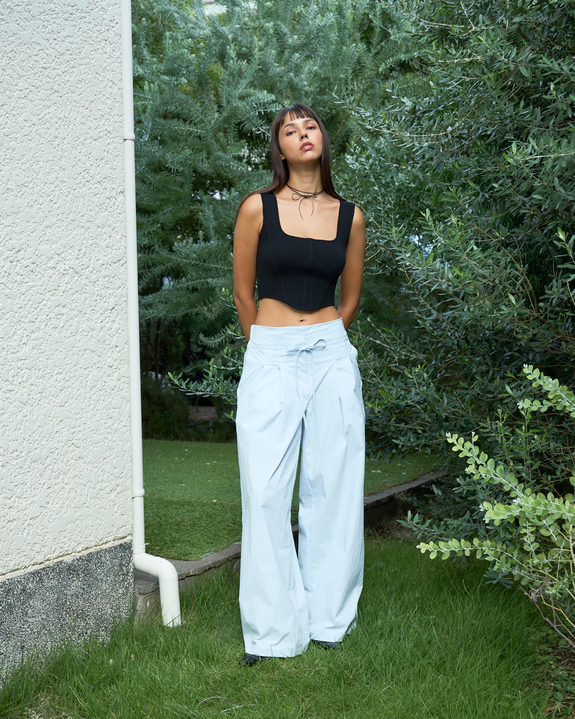 Nylon Tuck Pants