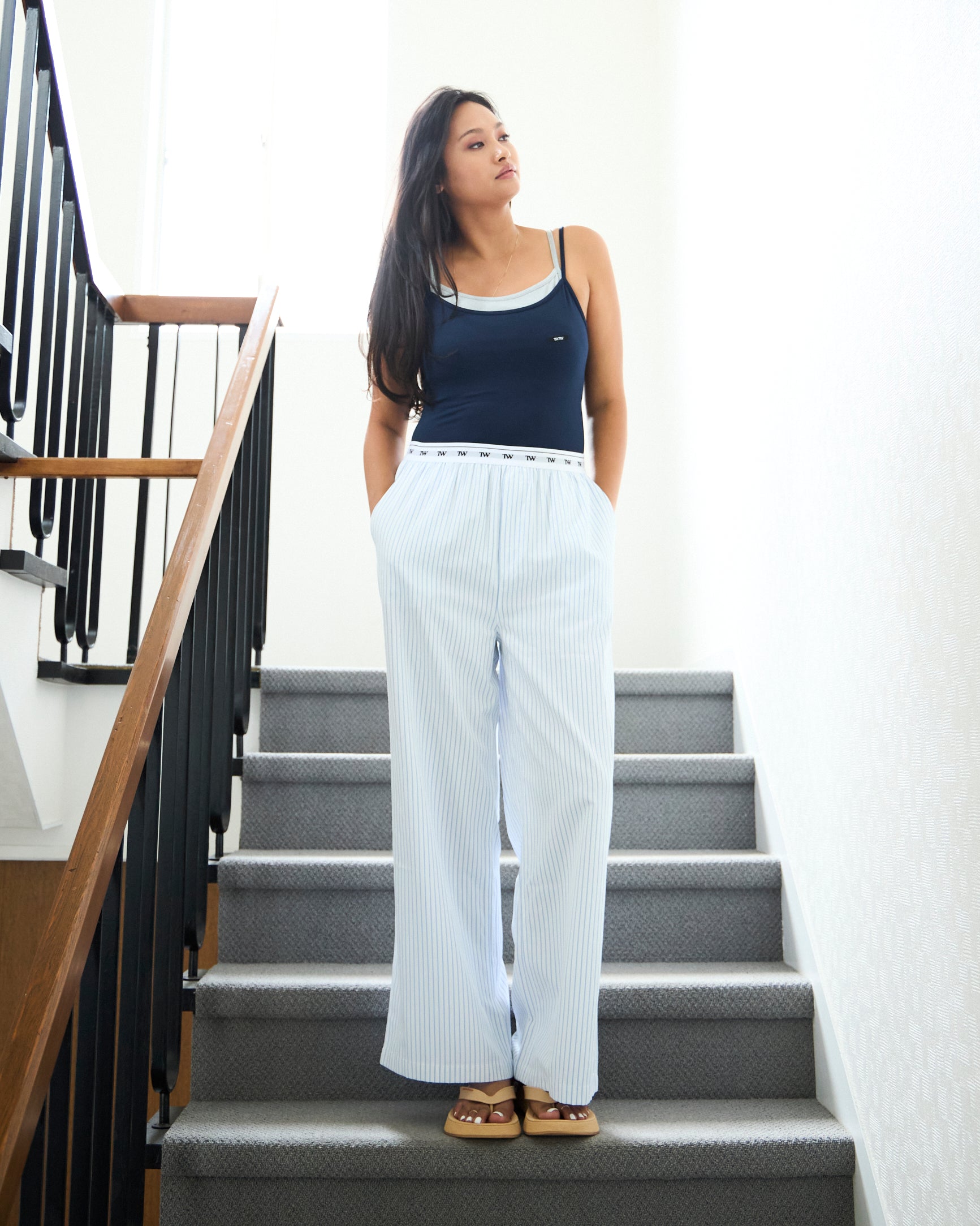 Signature Logo Stripe Long Pants