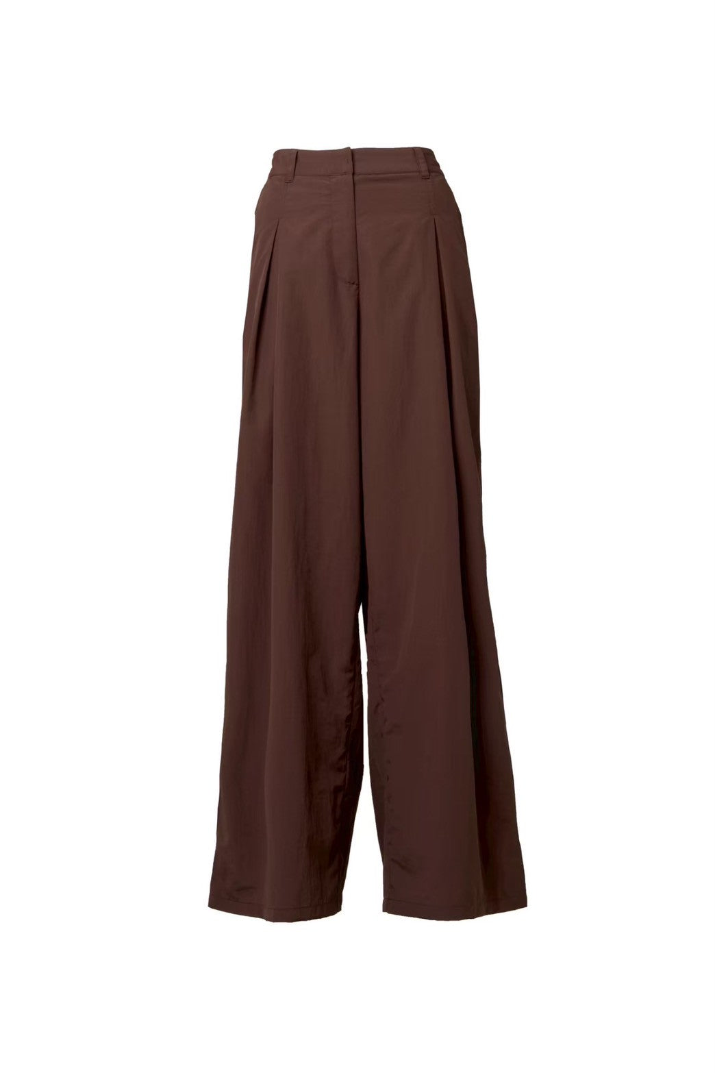 TWナイロンパンツ ブラウン Nylon Tuck Wide Pants – TW